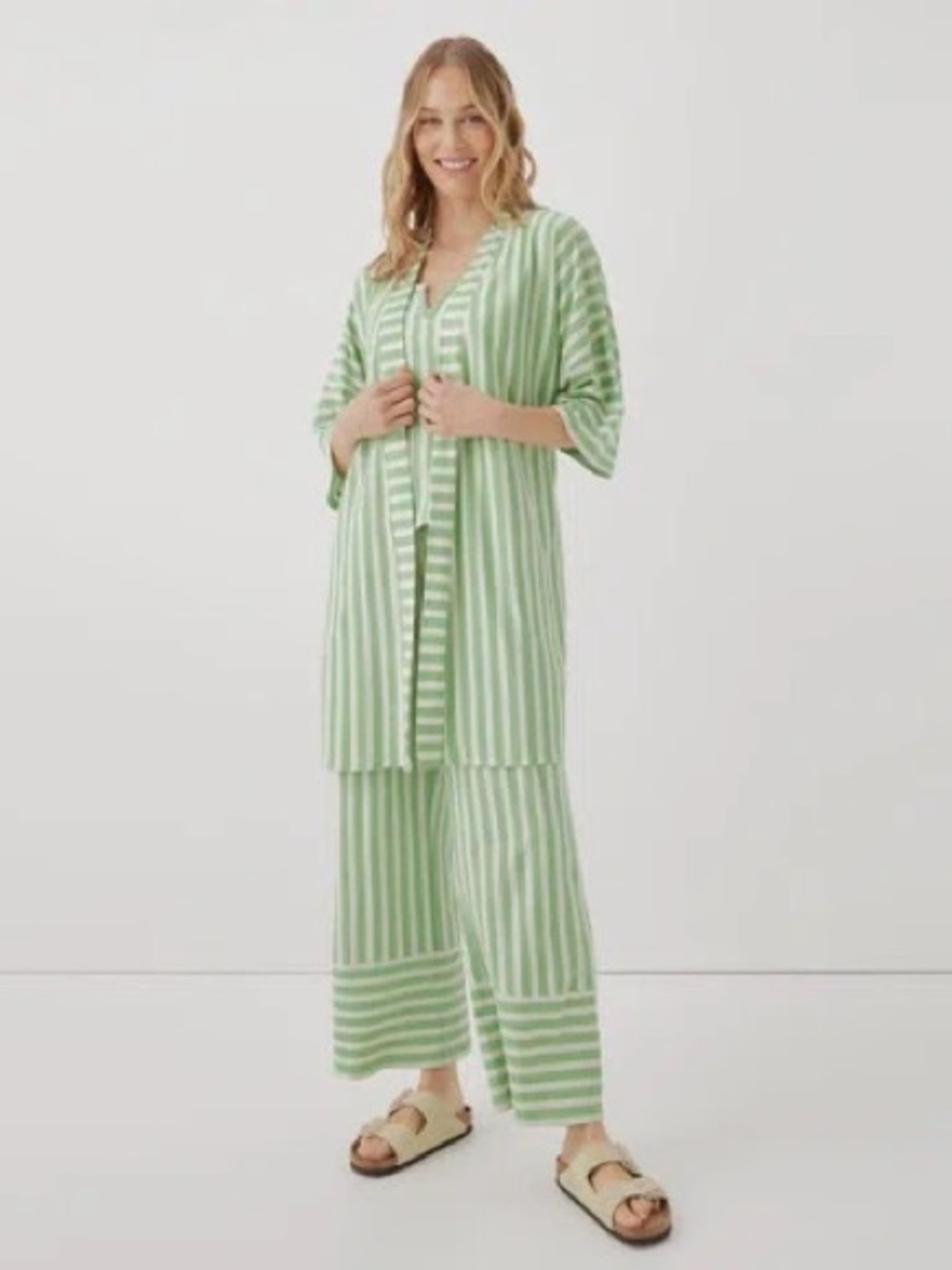 Pact Light Green and White Striped Lounge Set, S